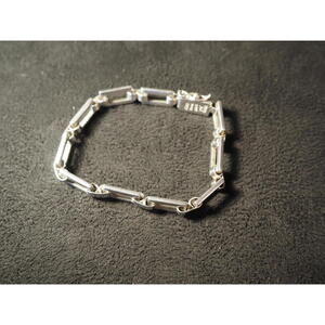 Vtg Taxco Sterling Silver Paperclip Link Bracelet, Chunky Box Link Chain